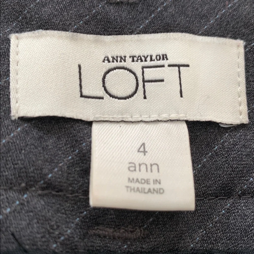 LOFT Gray & Light Blue Pinstripe Two Piece Pantsuit Set